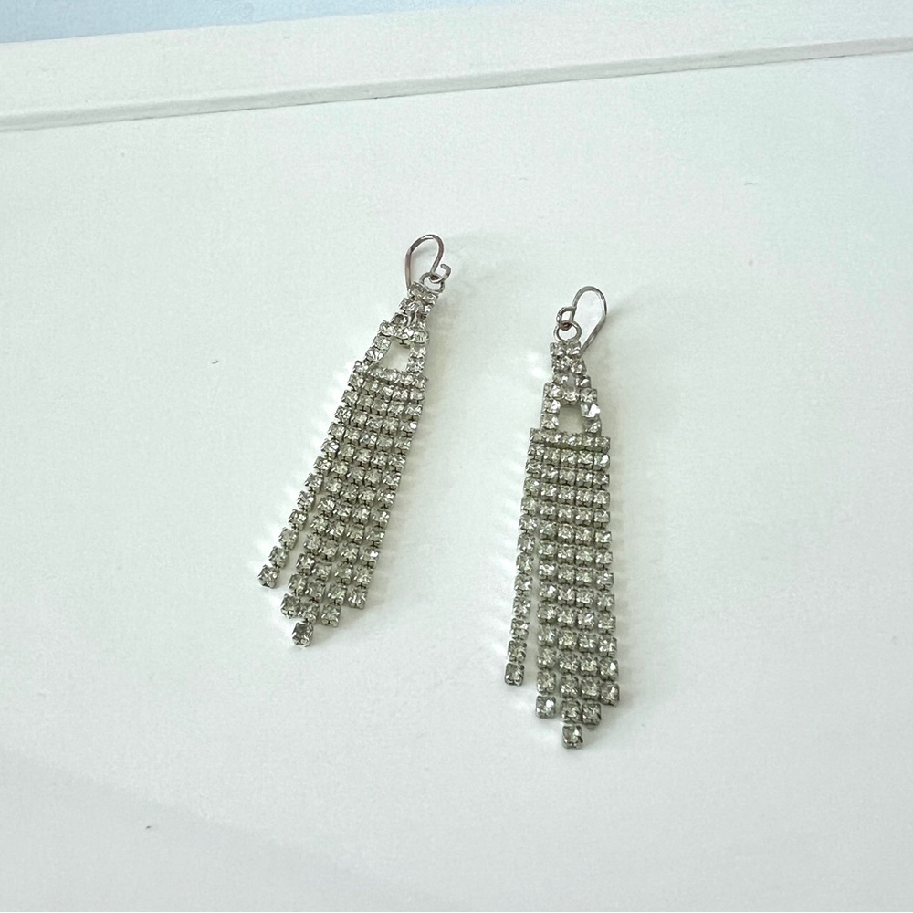 Rhinestone crystal drop down glam dangle earrings